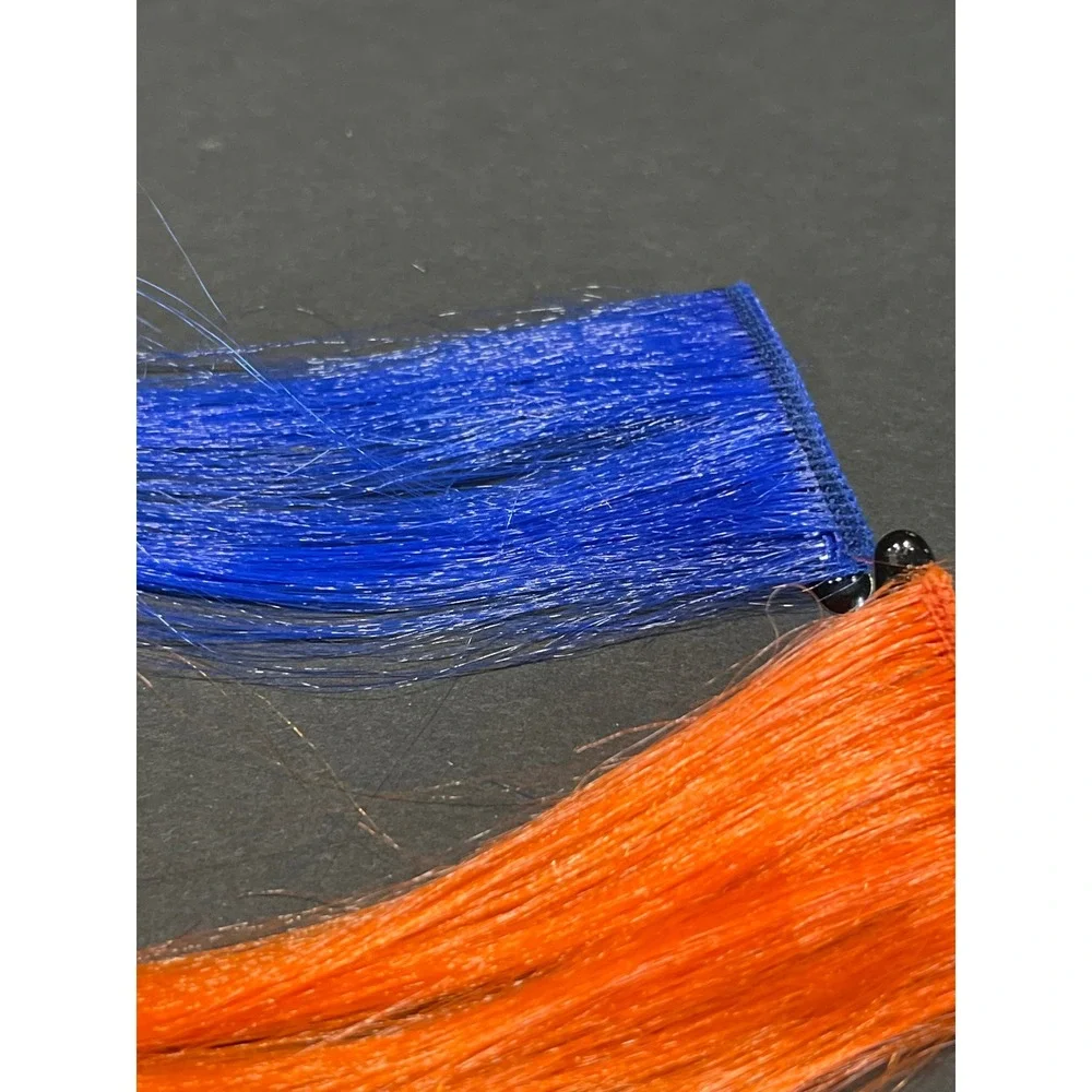 Orange and Blue Clip In Hair Extensions Synthetic Color Accents 2 Piece Set 10in